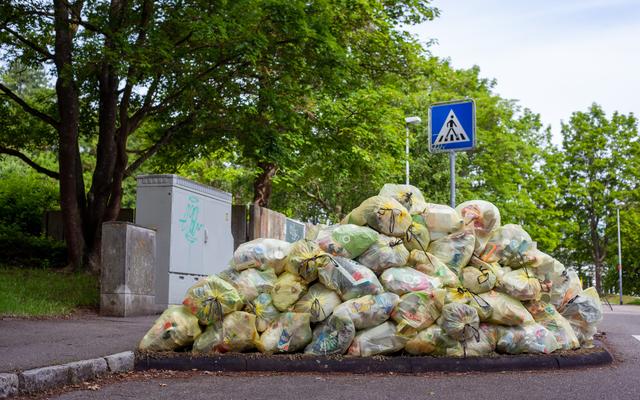 pile of bags with food waste in