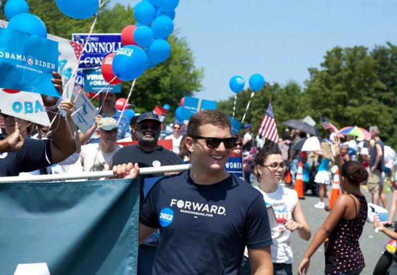 Aaron Bartnick on a 2012 Obama campaign rally