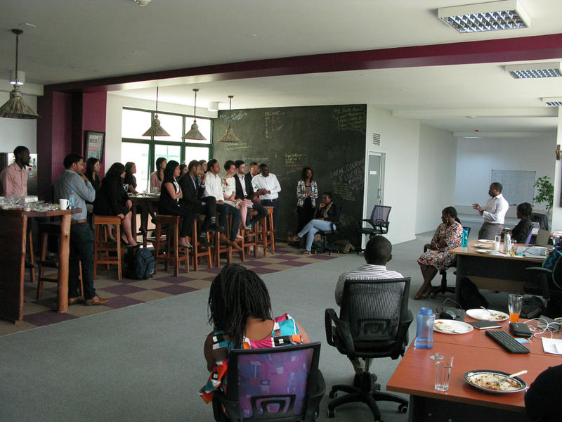 Group of MBAs watching presentation