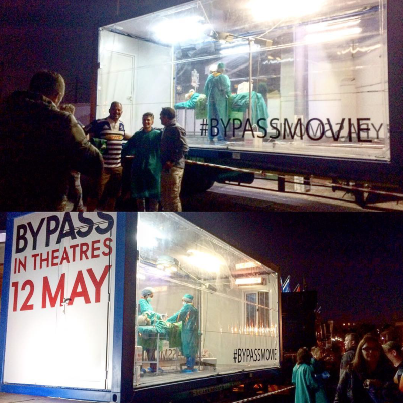 image of a truck from movie campaign launch for Bypass containing an operating table. 